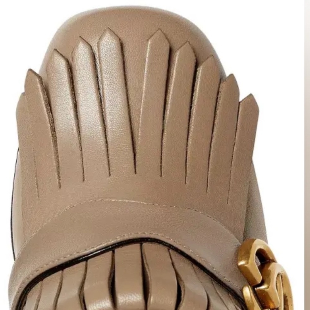 NEW GUCCI MARMONT GG FRINGE LEATHER ANKLE BOOTS - Picture 3 of 8